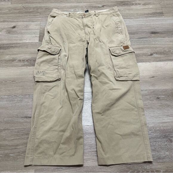 Ralph Lauren Polo Jeans Men’s Surplus Beige Cargo Pants Cotton 36x28 baggy